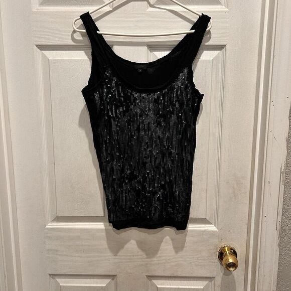 J Crew Women's Black Sequin Tank Top Women’s Small Whimsygoth Grunge - Picture 1 of 6